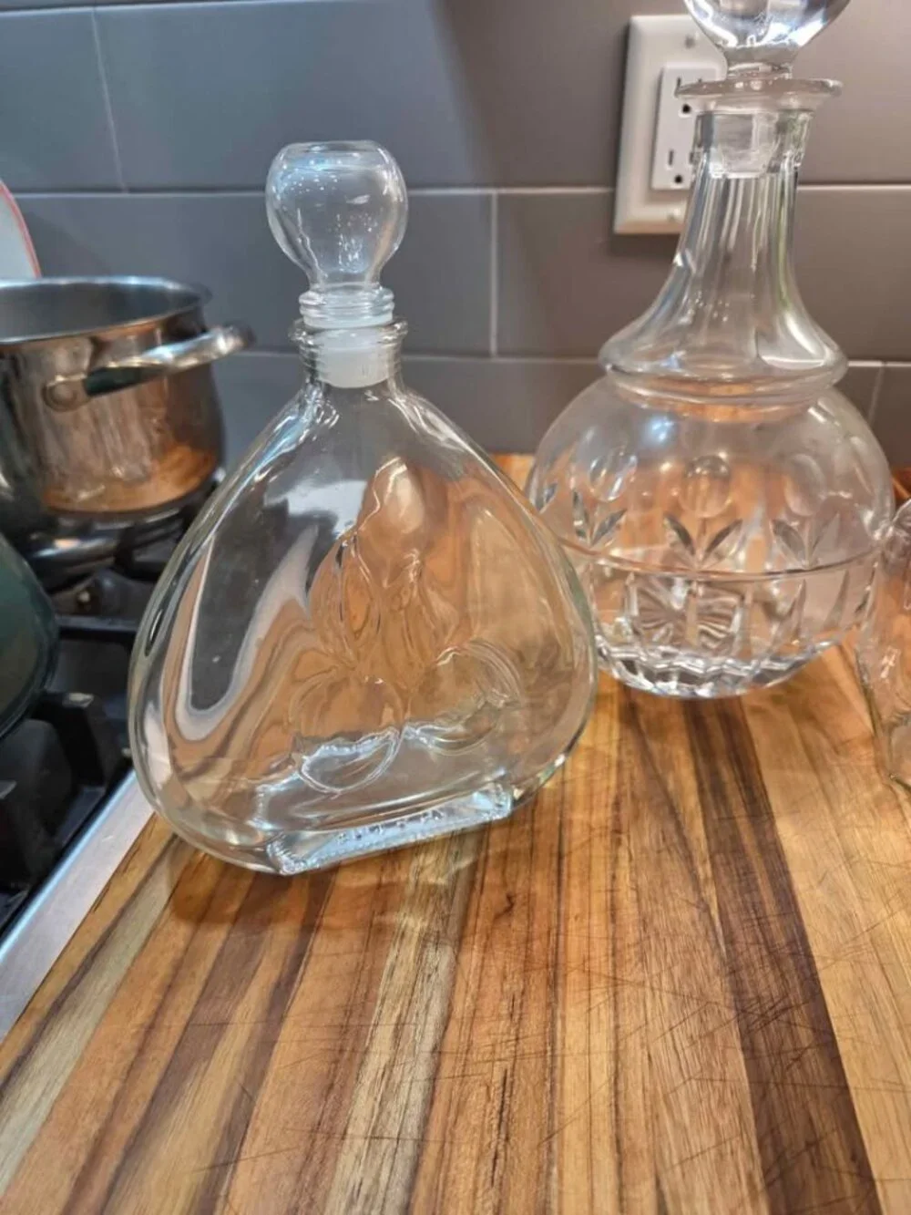 3 decanters or bottles